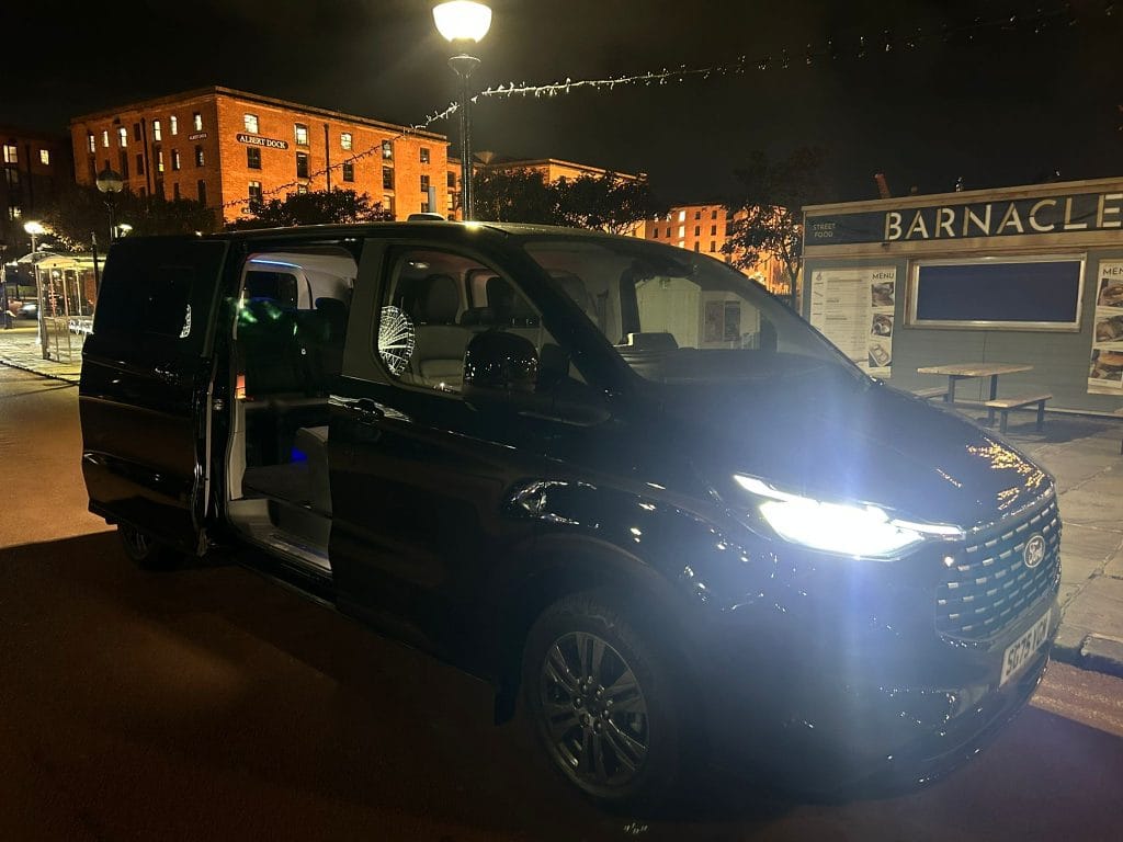 Time Travel Private Hire minibus ready for a group transfer in Liverpool