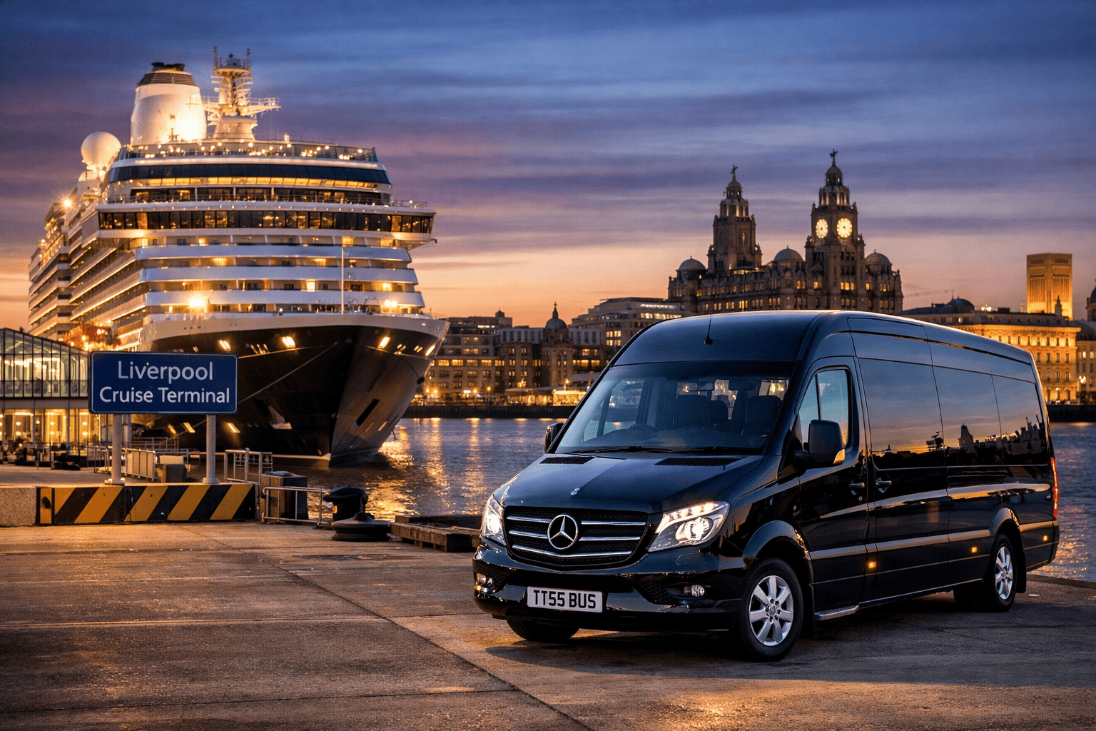 Cruise Terminal Transfers Liverpool minibus at Liverpool port