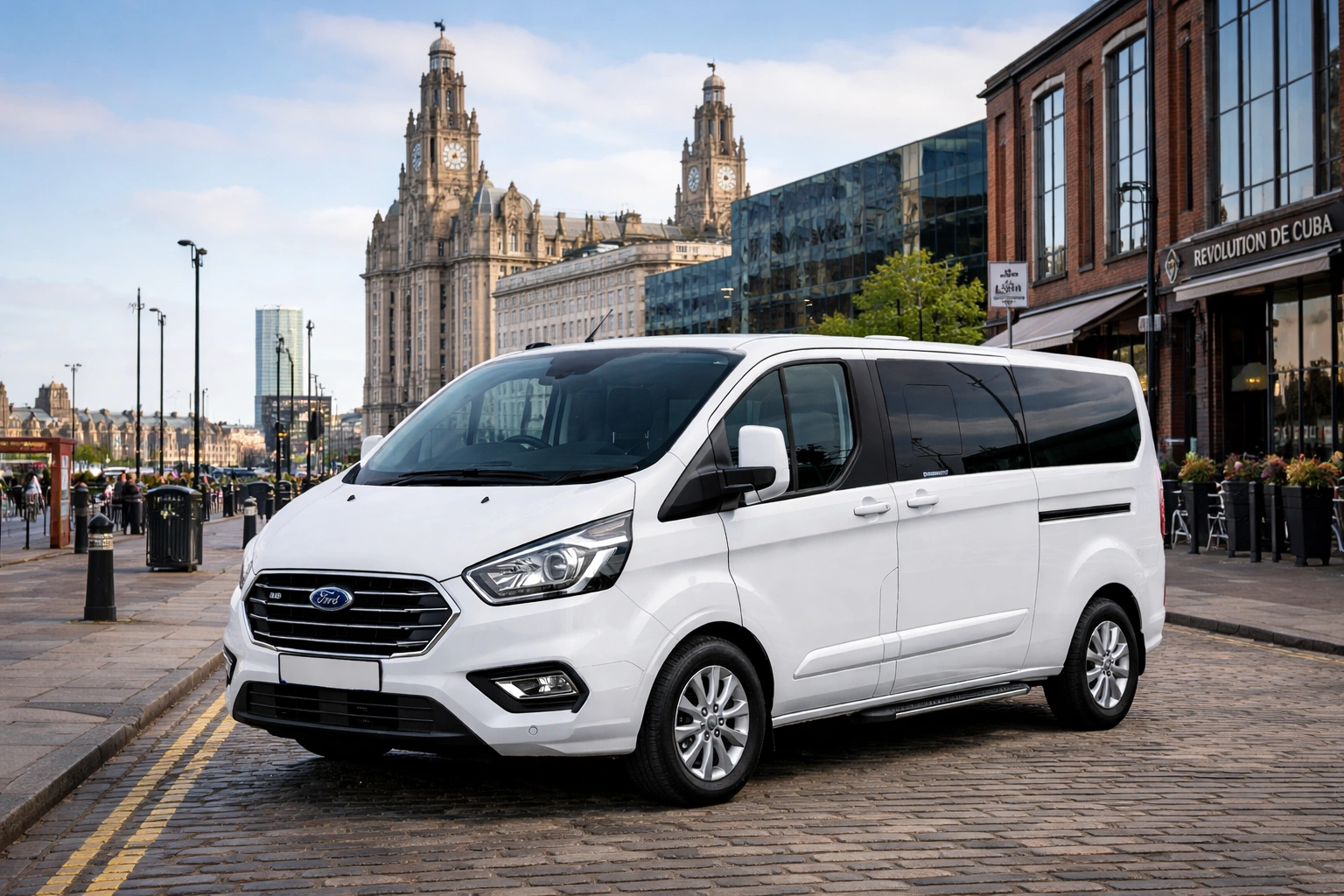 Minibus Hire Liverpool L4 L5 L6 white Ford Custom Titanium Tourneo group transport