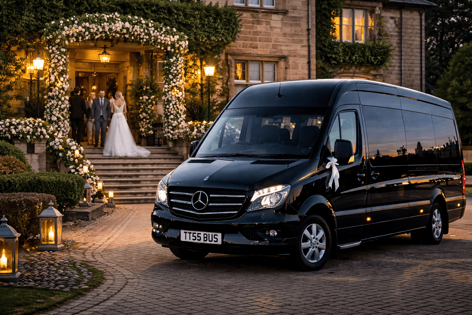 Wedding minibus hire Liverpool for guest and bridal party transport
