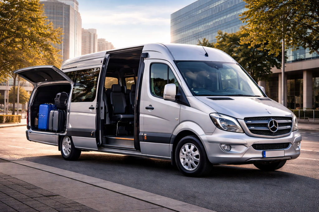 10 passenger minibus with luggage space for group airport travel
