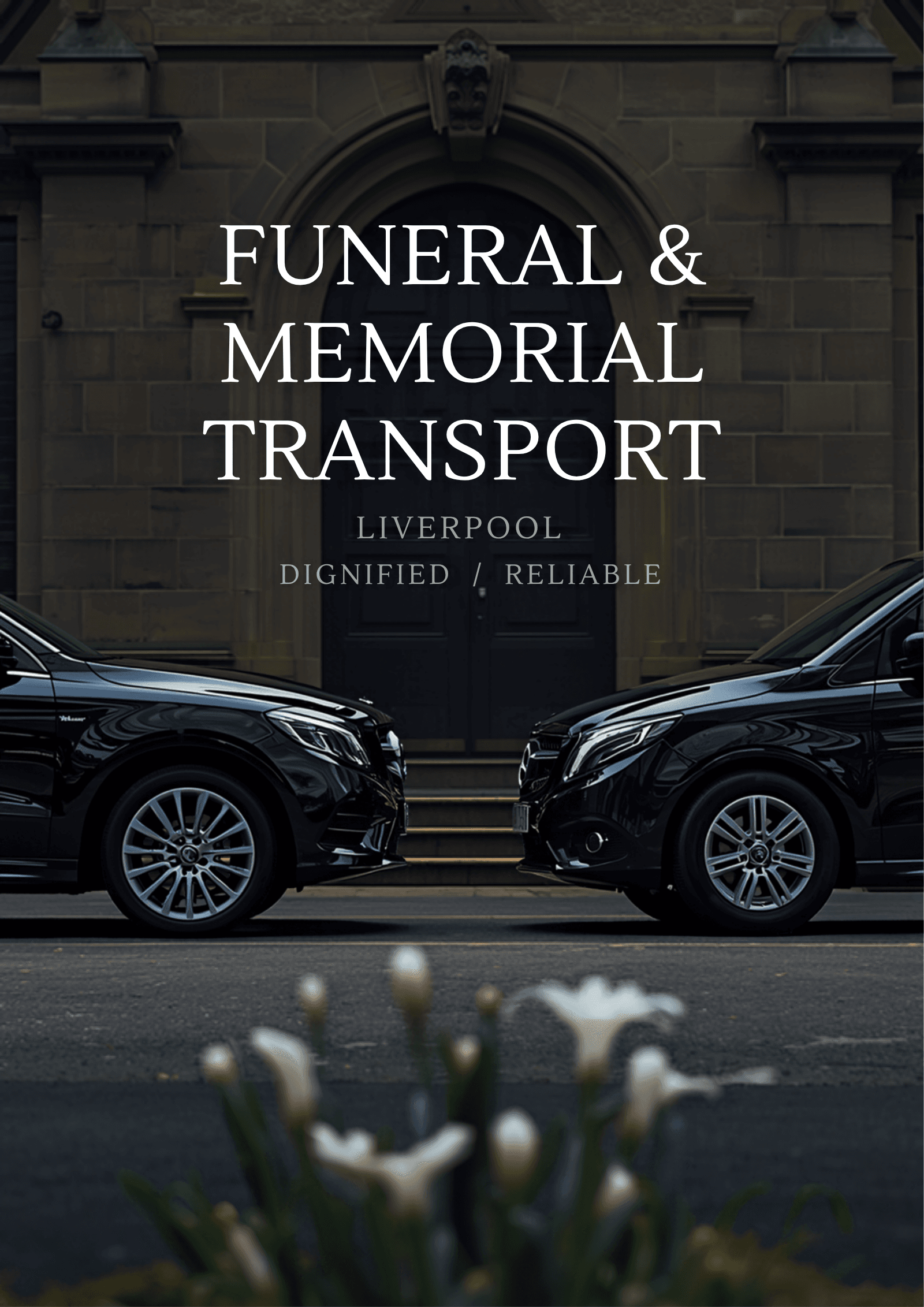 Funeral and memorial transport Liverpool black saloon and minibus